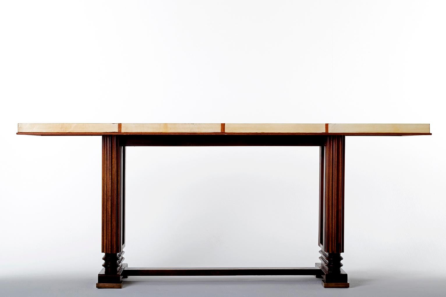 Art Deco Mahohany and Velum Console Table, by Gauthier-Poinsignon In Good Condition In London, GB