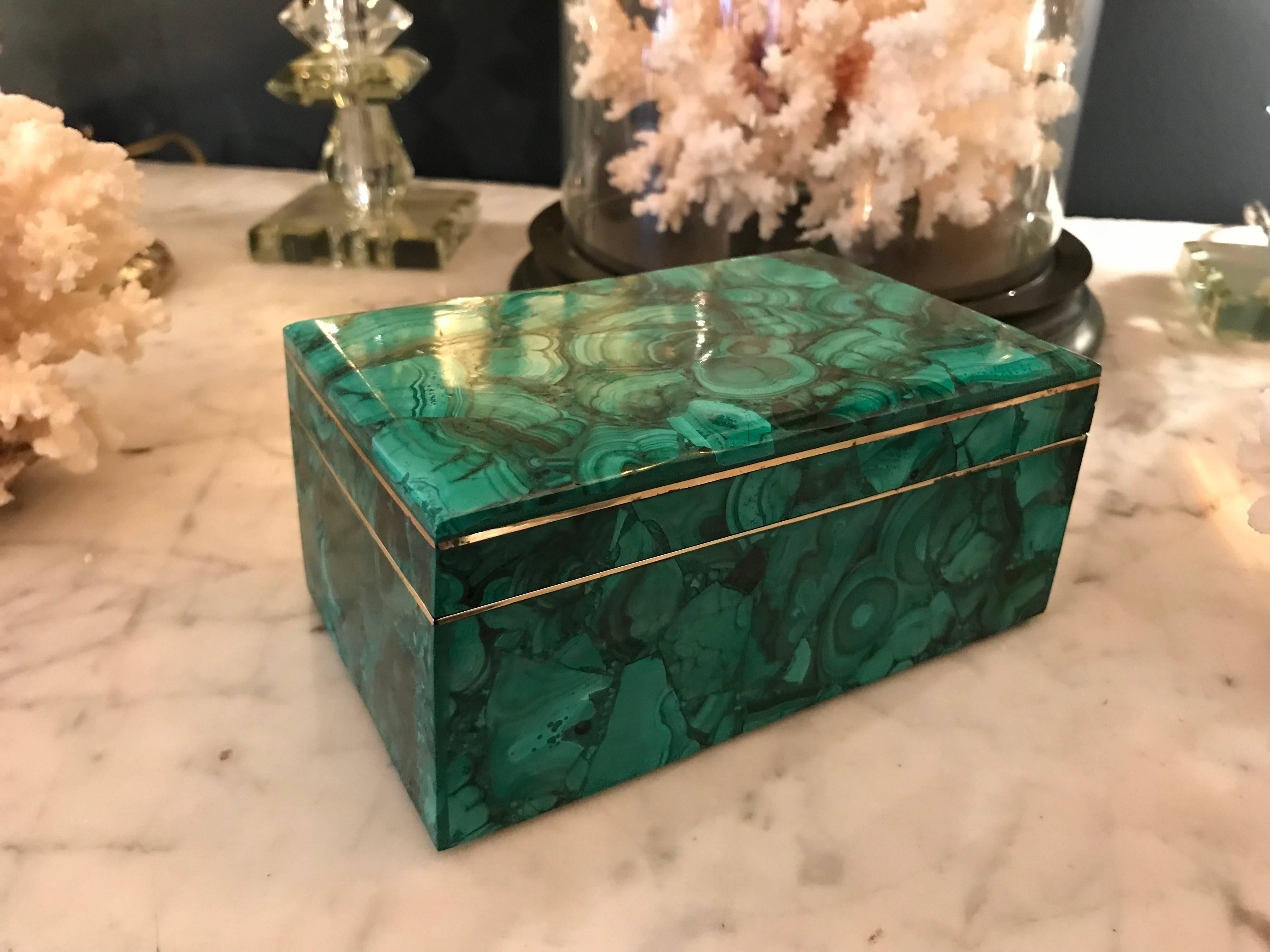 French Art Deco Malachite Jewelry Box