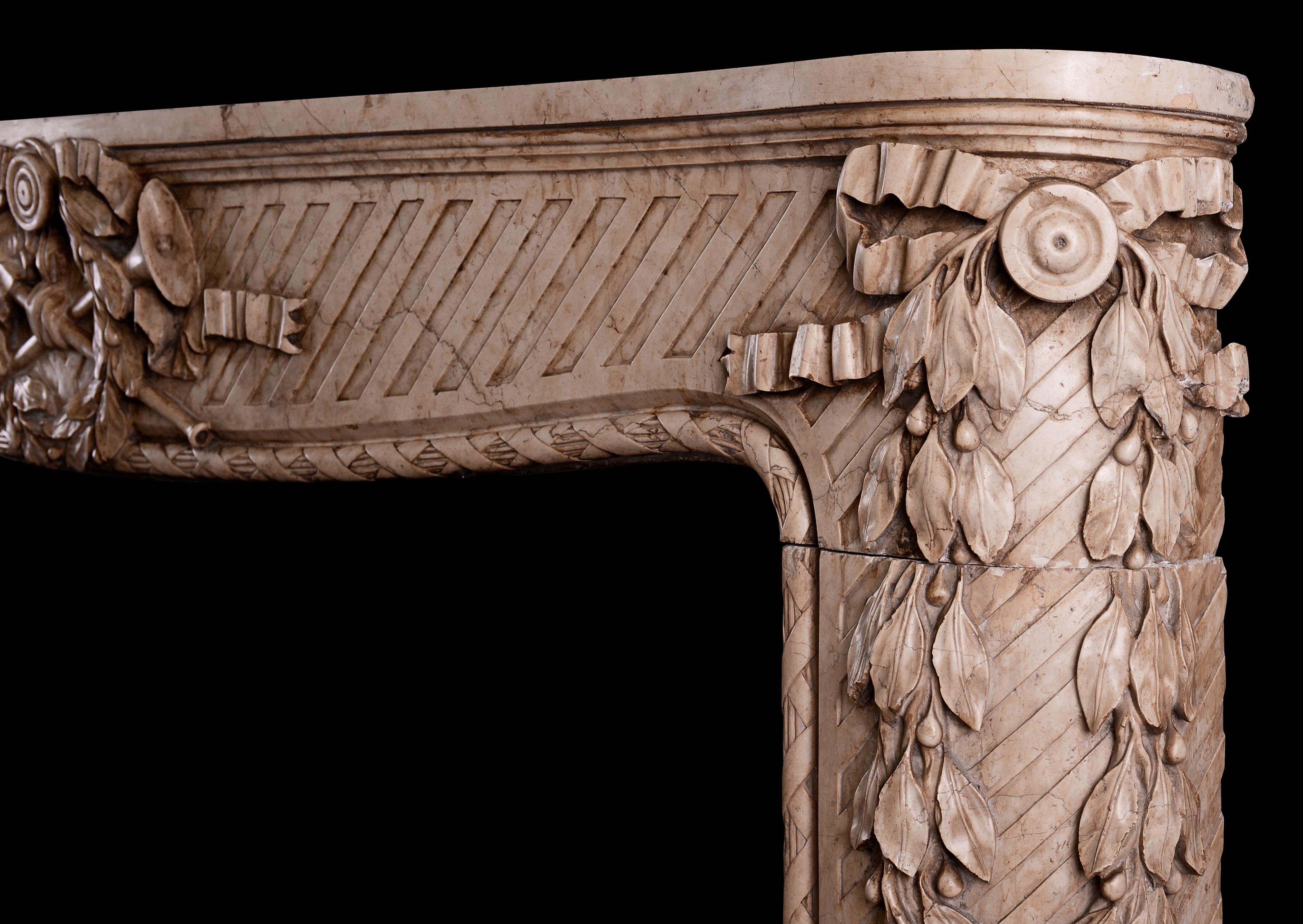 Italian Art Deco Marble Fireplace For Sale