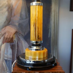 An Art Deco Marbled Orange Bakelite Dome Lamp