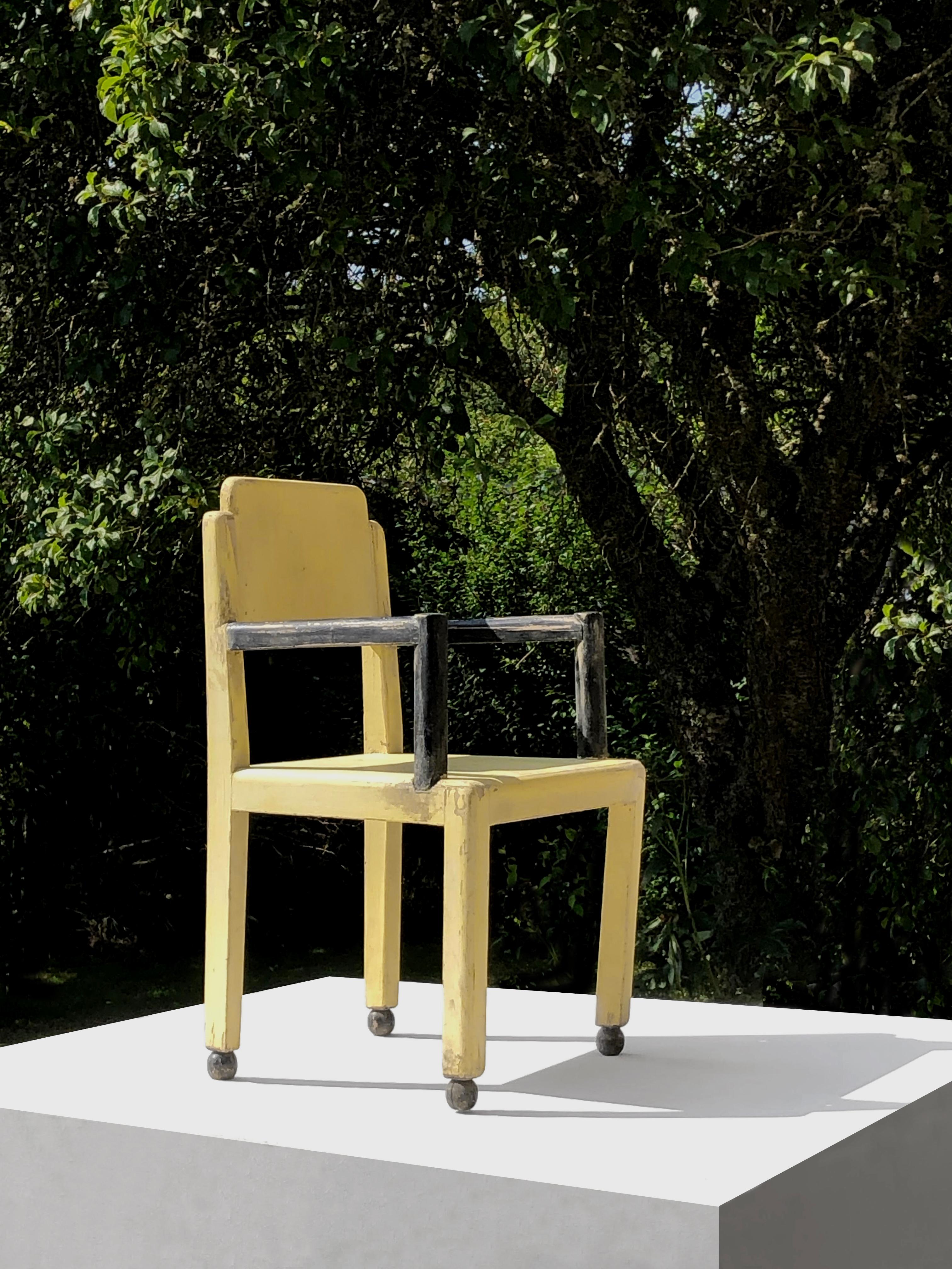 Art déco Chaise cubiste moderniste ART-DECO par PAUL POIRET & ATELIER MARTINE, France 1930