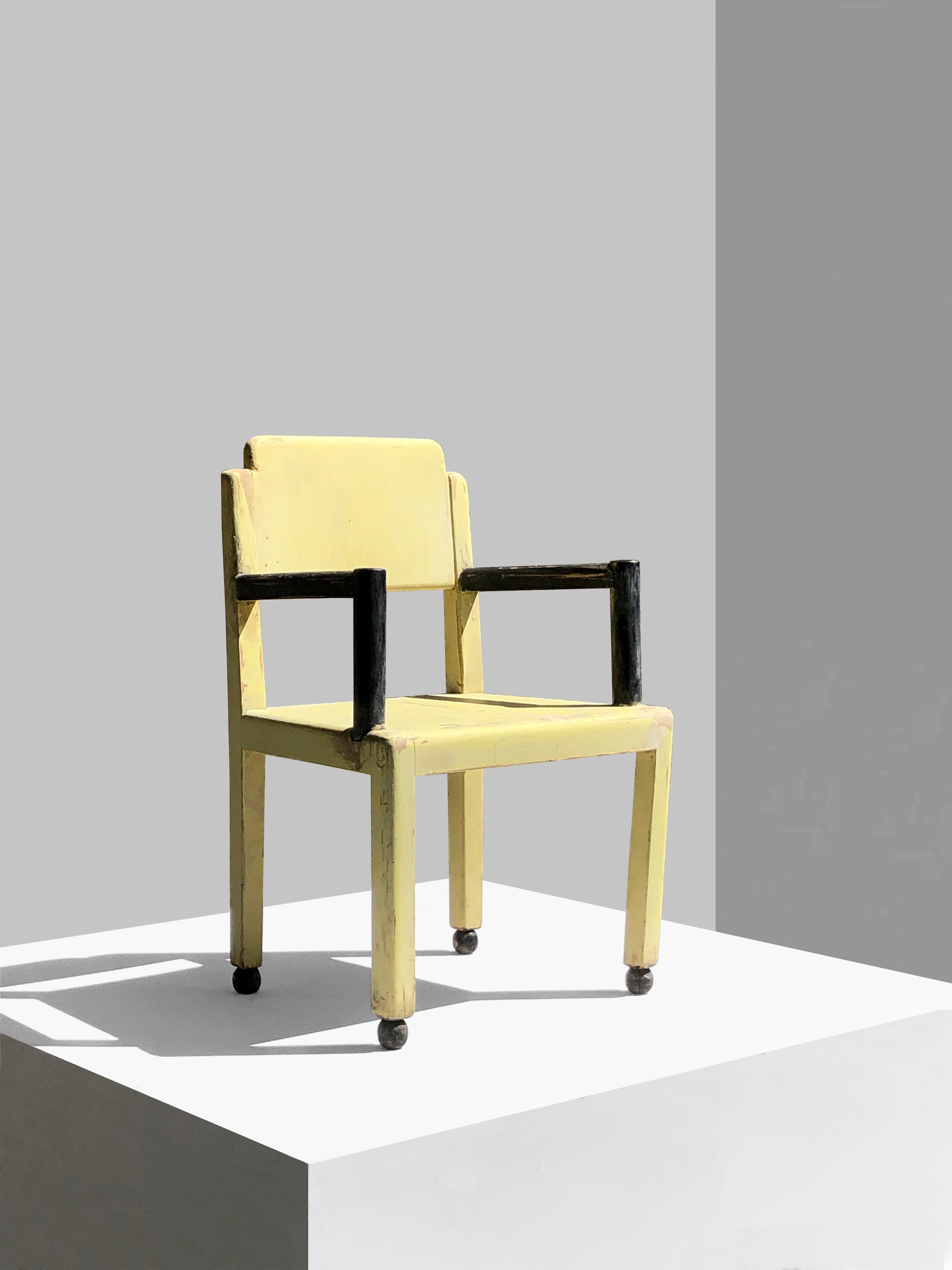 Bois Chaise cubiste moderniste ART-DECO par PAUL POIRET & ATELIER MARTINE, France 1930