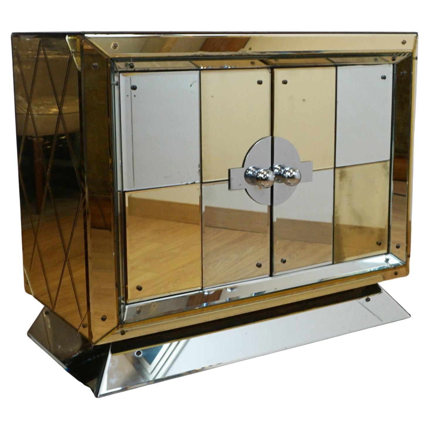 An Art Deco Modernist Mirrored Cabinet