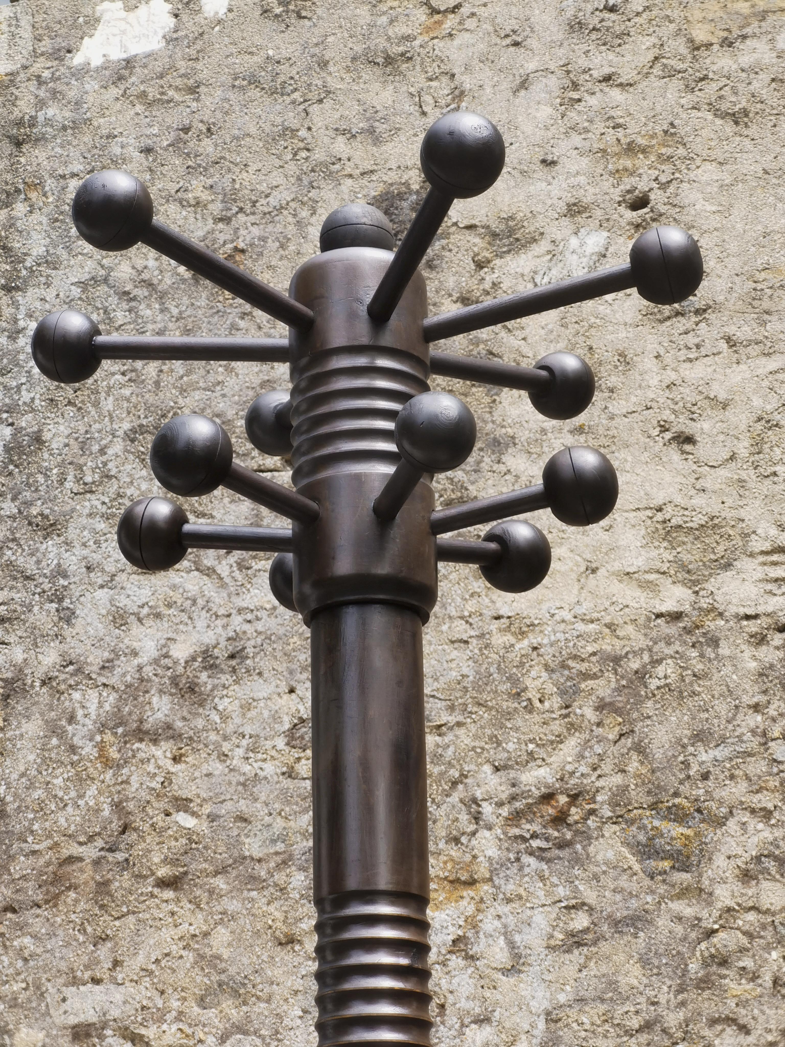 French An Art-Deco MODERNIST Wooden FLOOR LAMP by Charles DUDOUYT, France 1930 For Sale