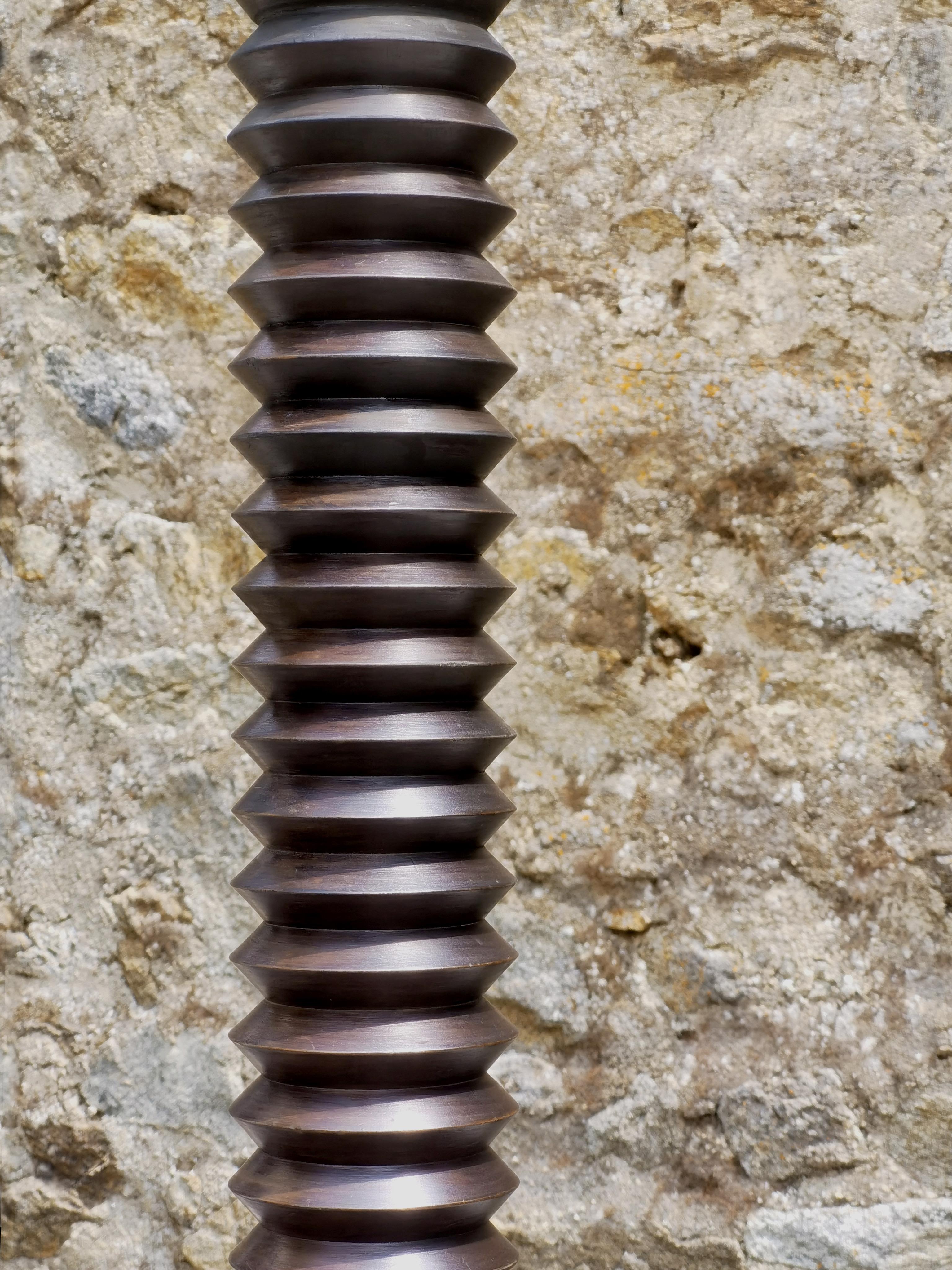 Mid-20th Century An Art-Deco MODERNIST Wooden FLOOR LAMP by Charles DUDOUYT, France 1930 For Sale