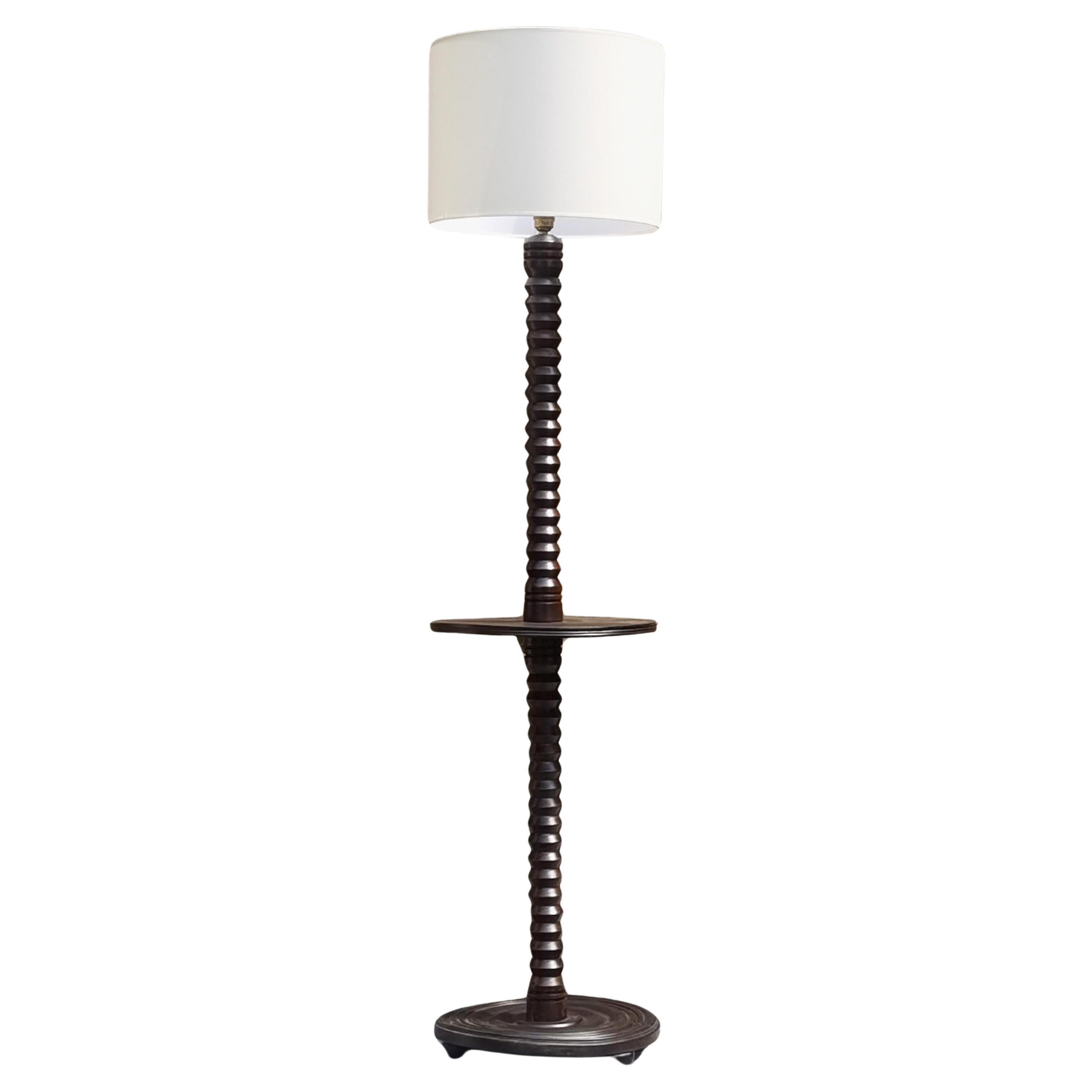 An Art-Deco MODERNIST Wooden FLOOR LAMP by Charles DUDOUYT, France 1930 For Sale
