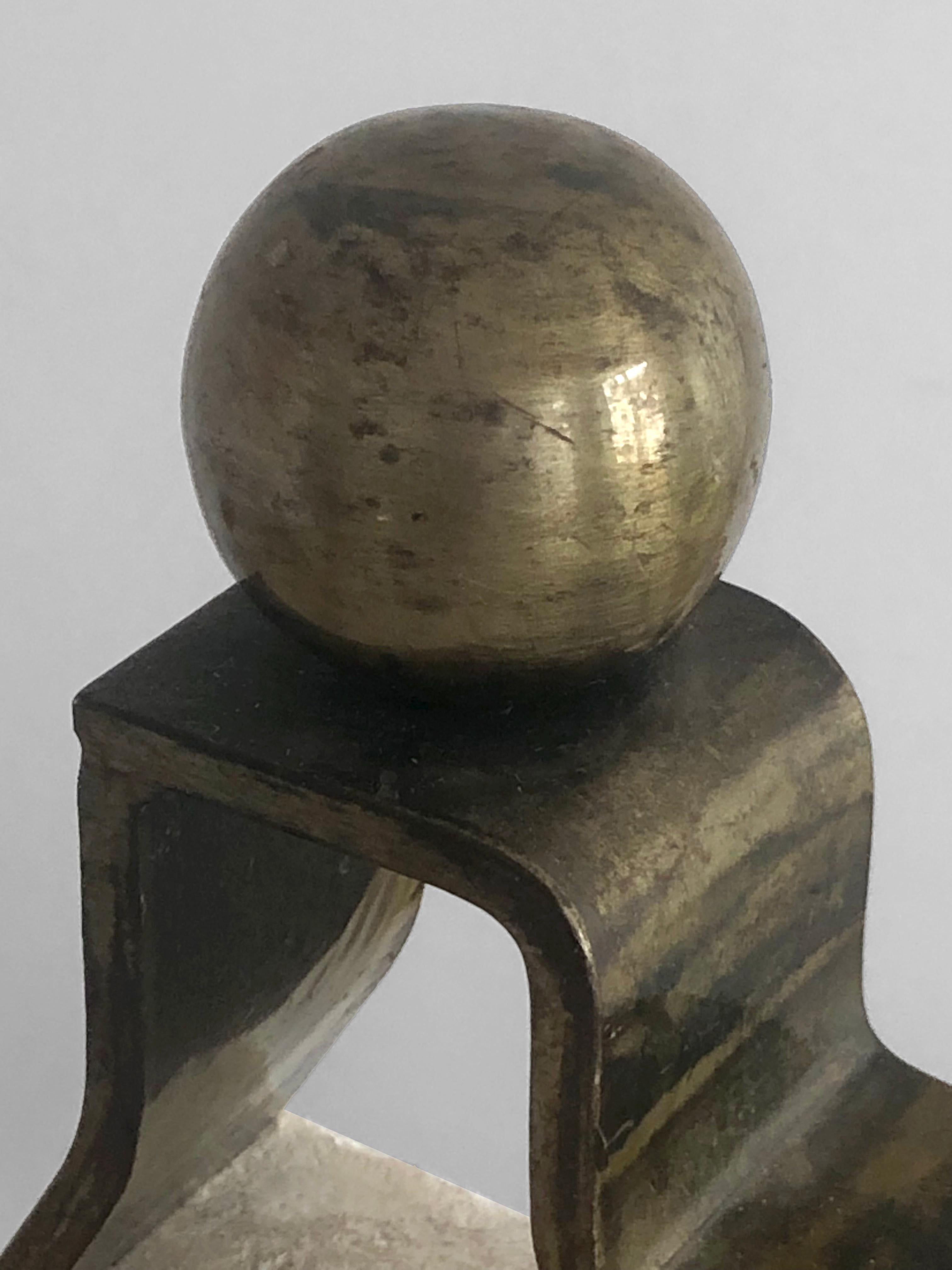 Mid-20th Century An ART-DECO Free Form MODERNIST Wrought Iron  PAIR of ANDIRONS, France 1950 For Sale