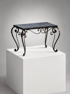 An ART-DECO NEOCLASSICAL Wrought Iron & Marble COFFEE TABLE, France 1930