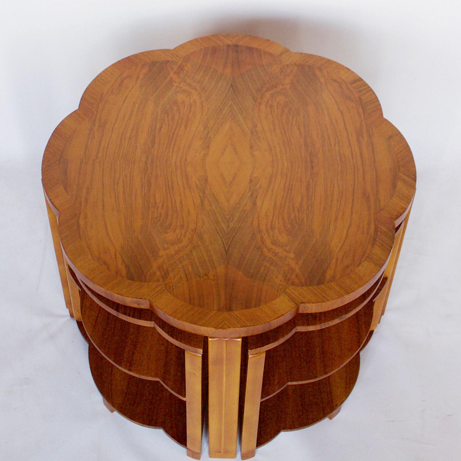 Art Deco Nest of Tables by Harry & Lou Epstein Burr Walnut, circa 1930 In Good Condition In Forest Row, East Sussex
