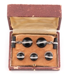Art Deco Onyx and Diamond Dress Set