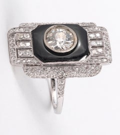 Art Deco Onyx and Diamond Ring Circa 1925
