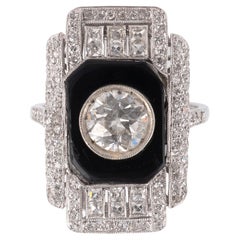 Art Deco Onyx and Diamond Ring Circa 1925