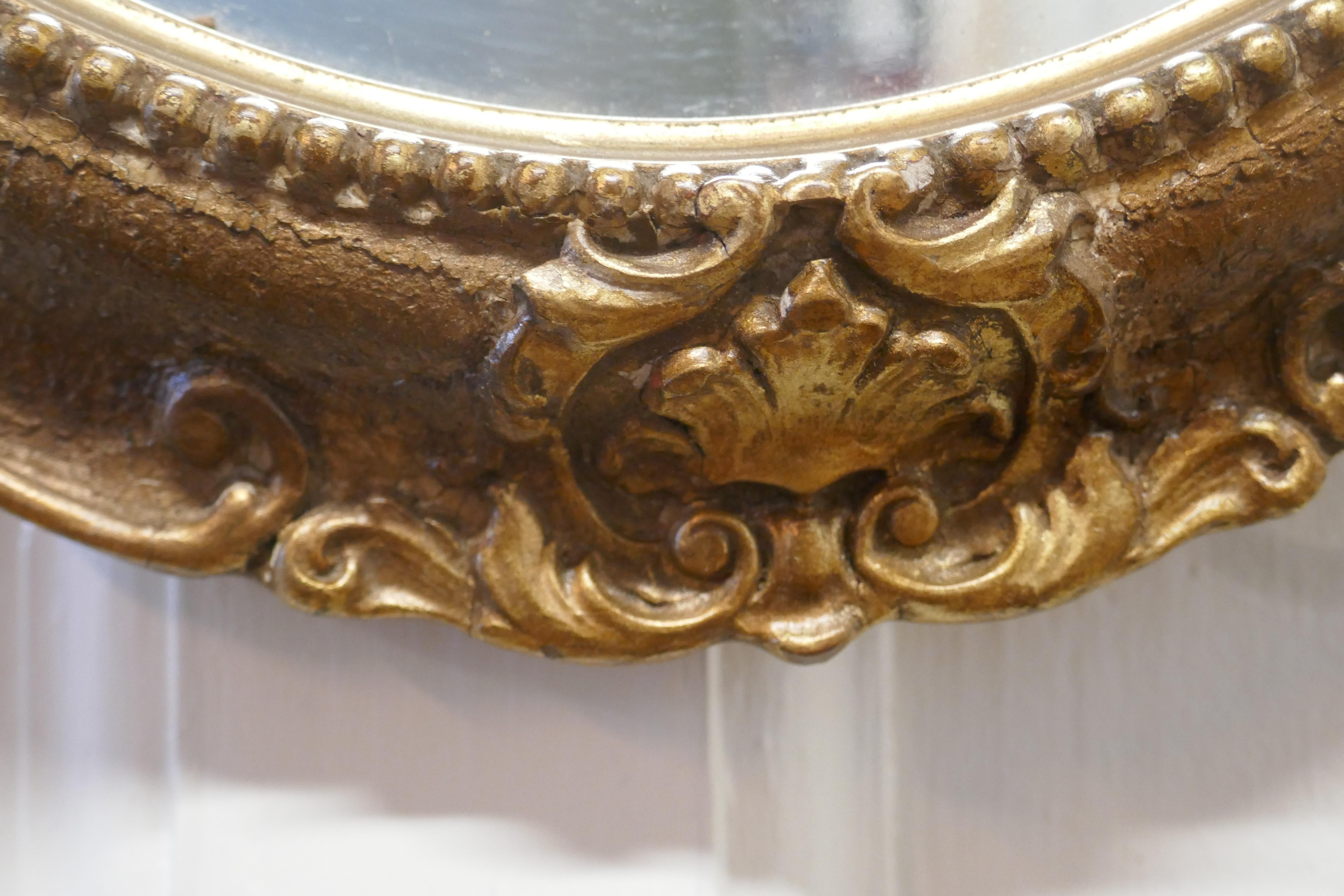 Art Deco Oval Gilt Wall Mirror For Sale 1