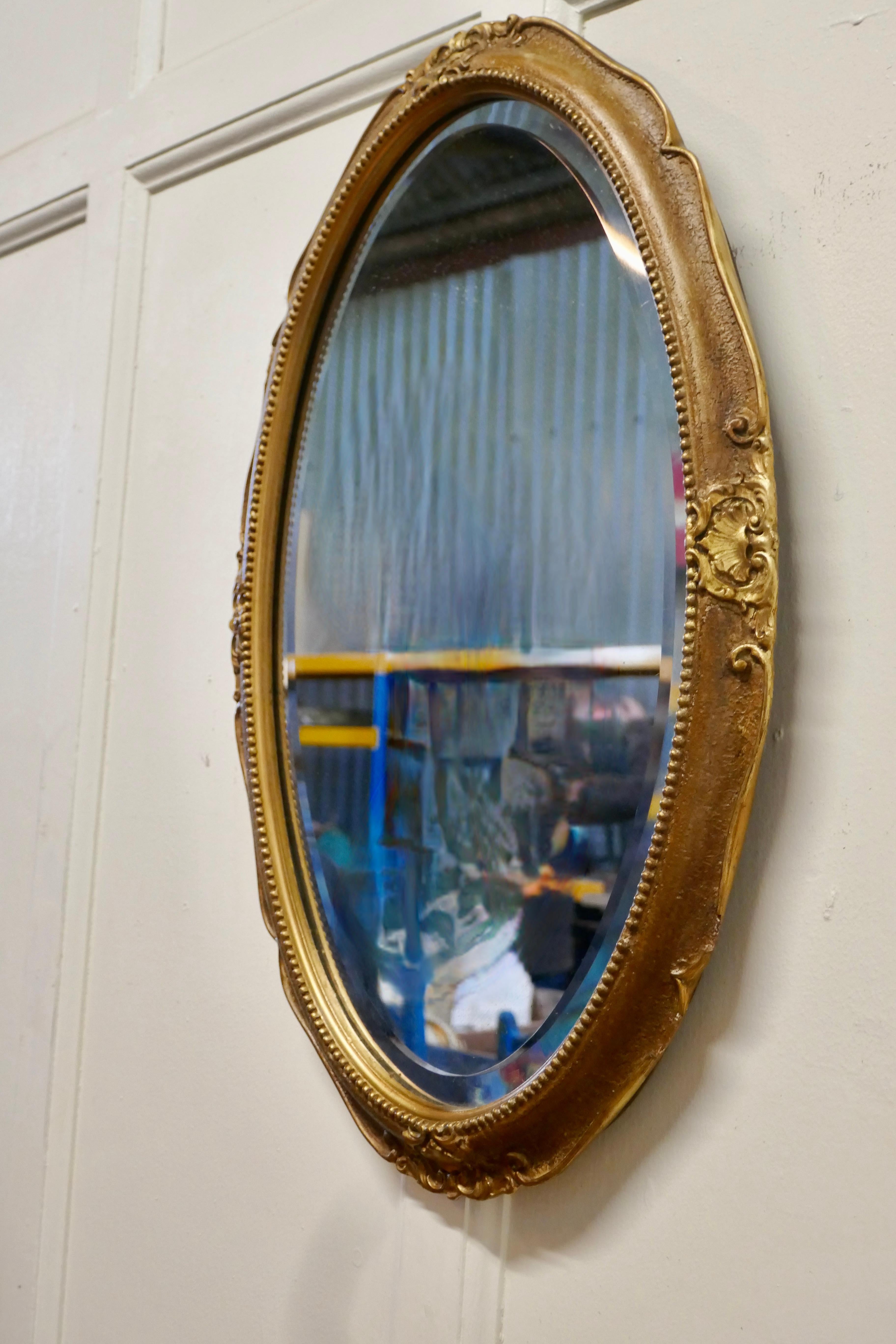 Art Deco Oval Gilt Wall Mirror For Sale 2