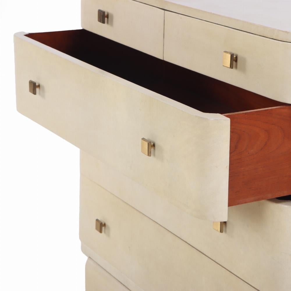 Argentine An Art Deco parchment covered dresser, in the manner of Samuel Marx, C. 1940.