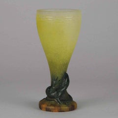 Art-déco-Vase „Lizard“ aus Pate-De-Verre-Glas von Amalric Walter