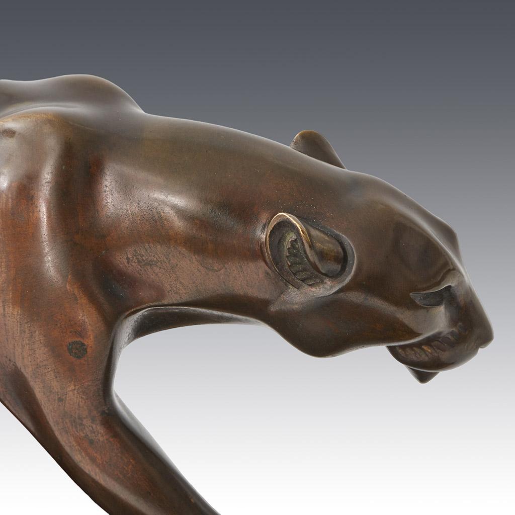 An Art Deco patinated bronze study of a prowling panther by Henri Molins For Sale 5