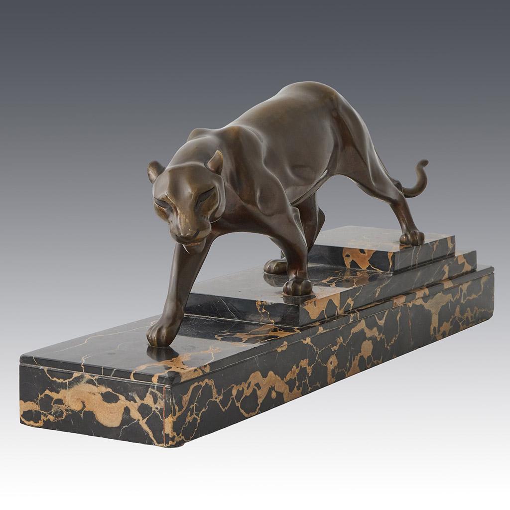 French An Art Deco patinated bronze study of a prowling panther by Henri Molins For Sale