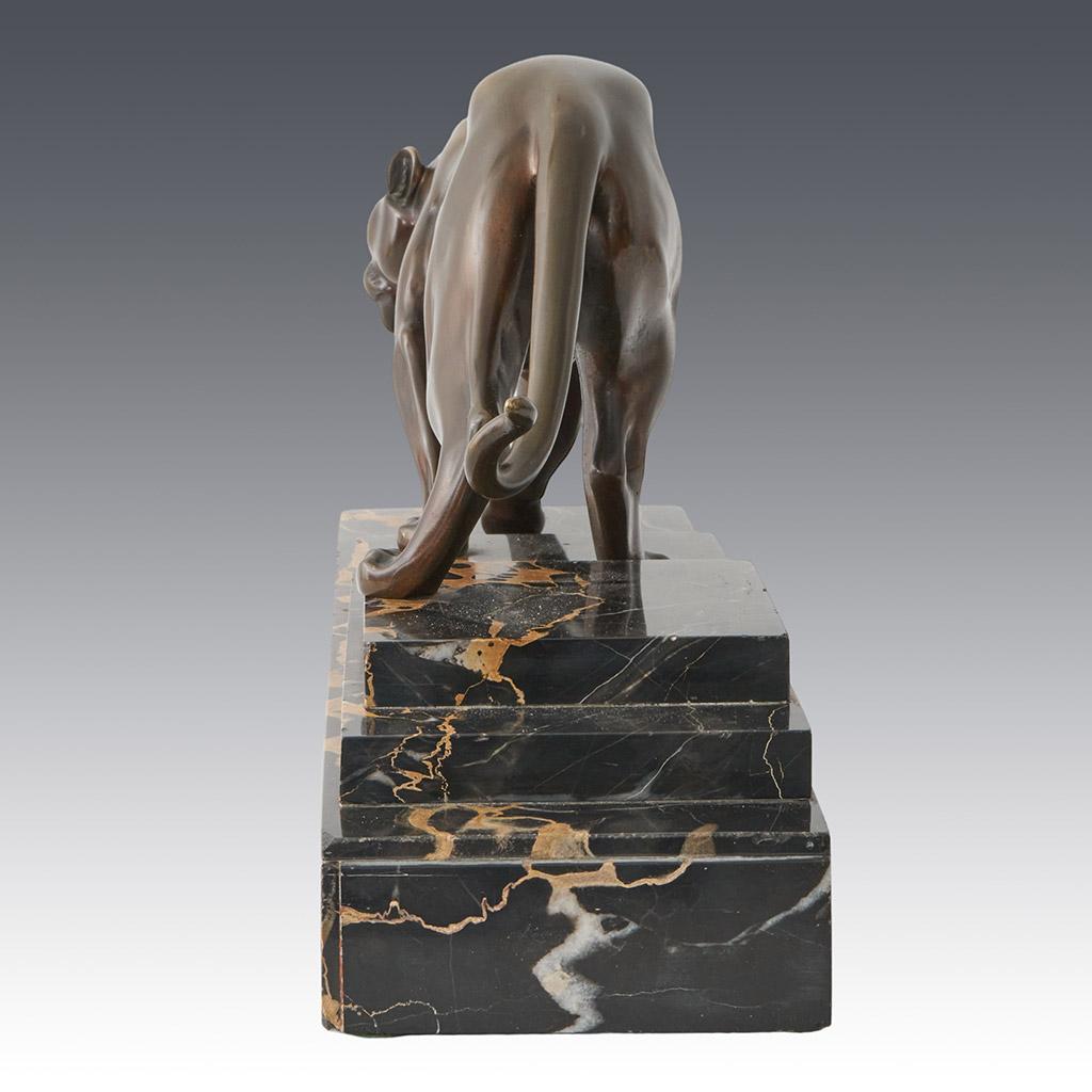 An Art Deco patinated bronze study of a prowling panther by Henri Molins For Sale 1