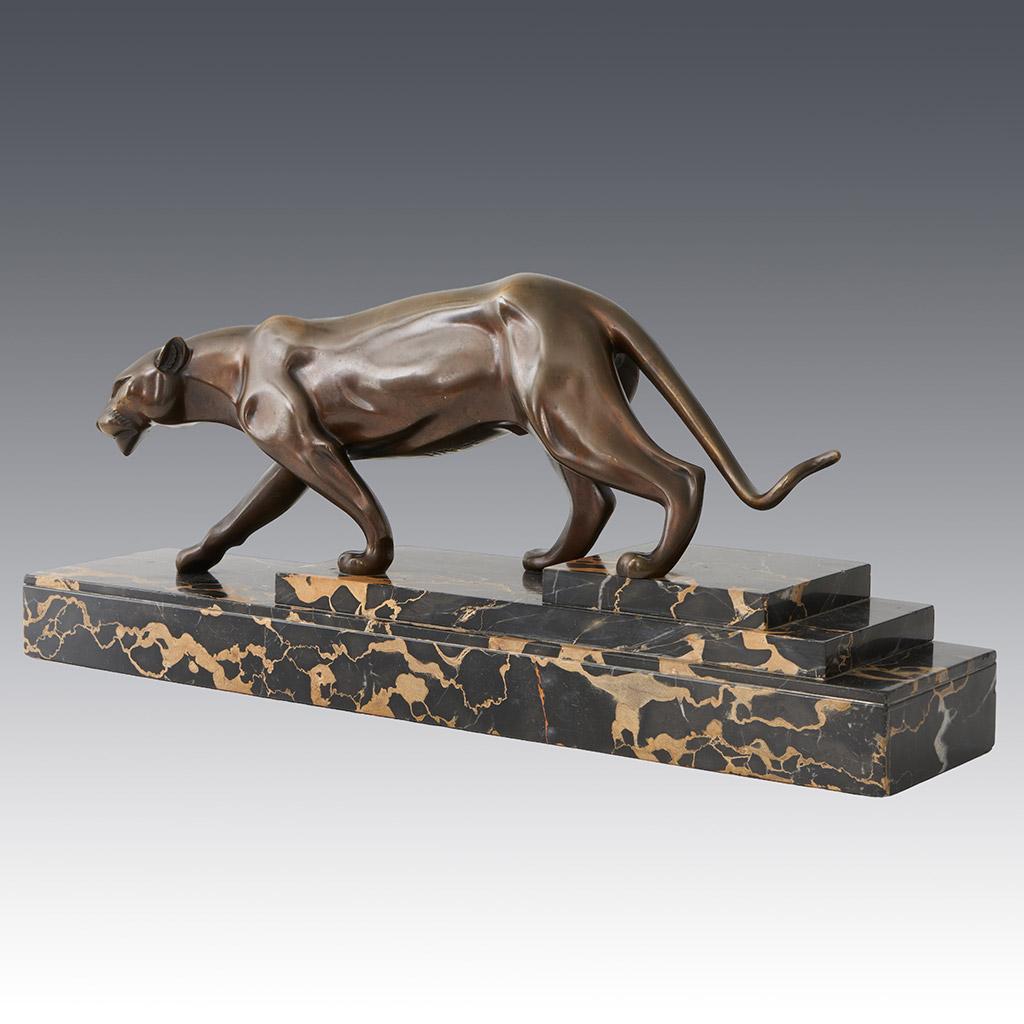 An Art Deco patinated bronze study of a prowling panther by Henri Molins For Sale 3