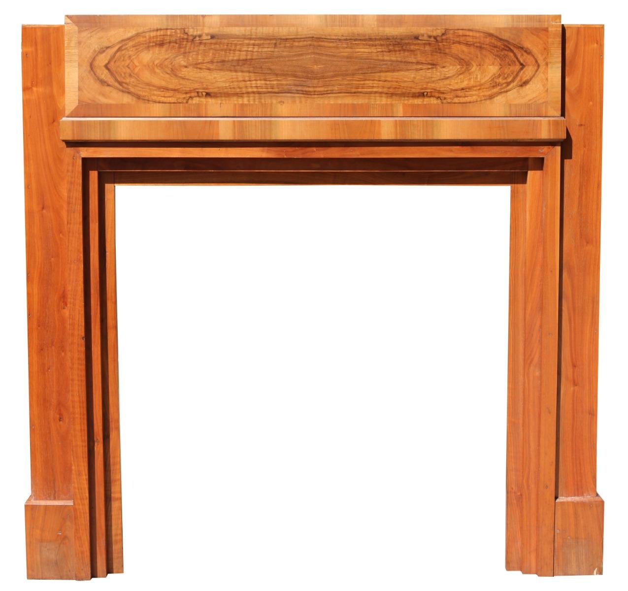 Art Deco Period Burr Walnut Mantel In Good Condition For Sale In Wormelow, Herefordshire