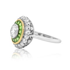 Art Deco Platinum 1.0 Ct Dementoid Garnet and Diamond Ring