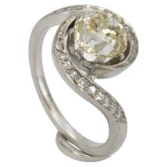 An Art Deco platinum and Old European Cut diamond Toi et Moi ring