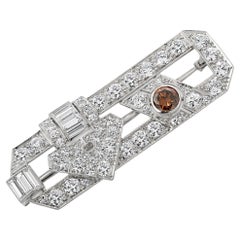 Art Deco Platinum & Diamond Geometric Brooch