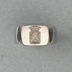 Bague pivotante en platine Art Déco avec sceau et cachet