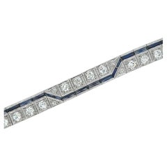 An Art Deco  Platinum, Synthetic Sapphire and Diamond Bracelet 