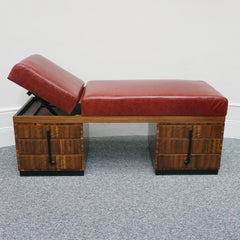 Psychiatrist-Kommode aus rotem Leder im Art déco-Stil