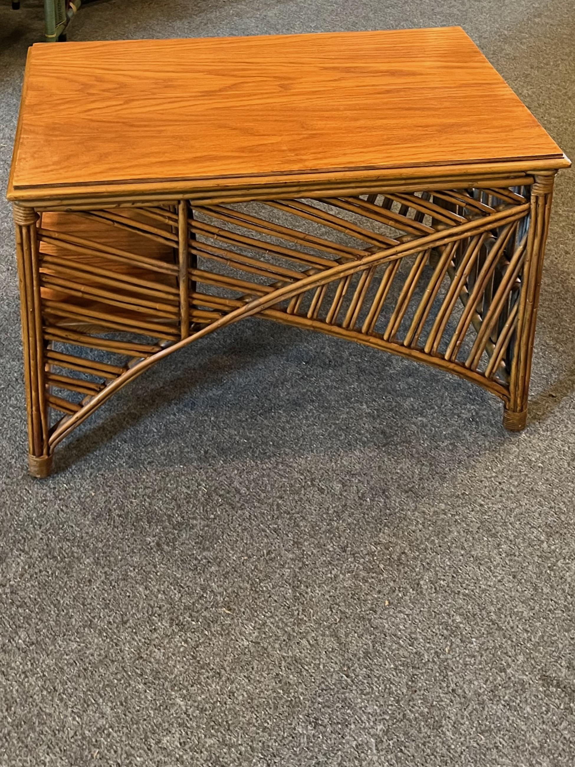 Early 20th Century An Art Deco Rattan Cocktail / Coffee Table with One Shelf For Sale