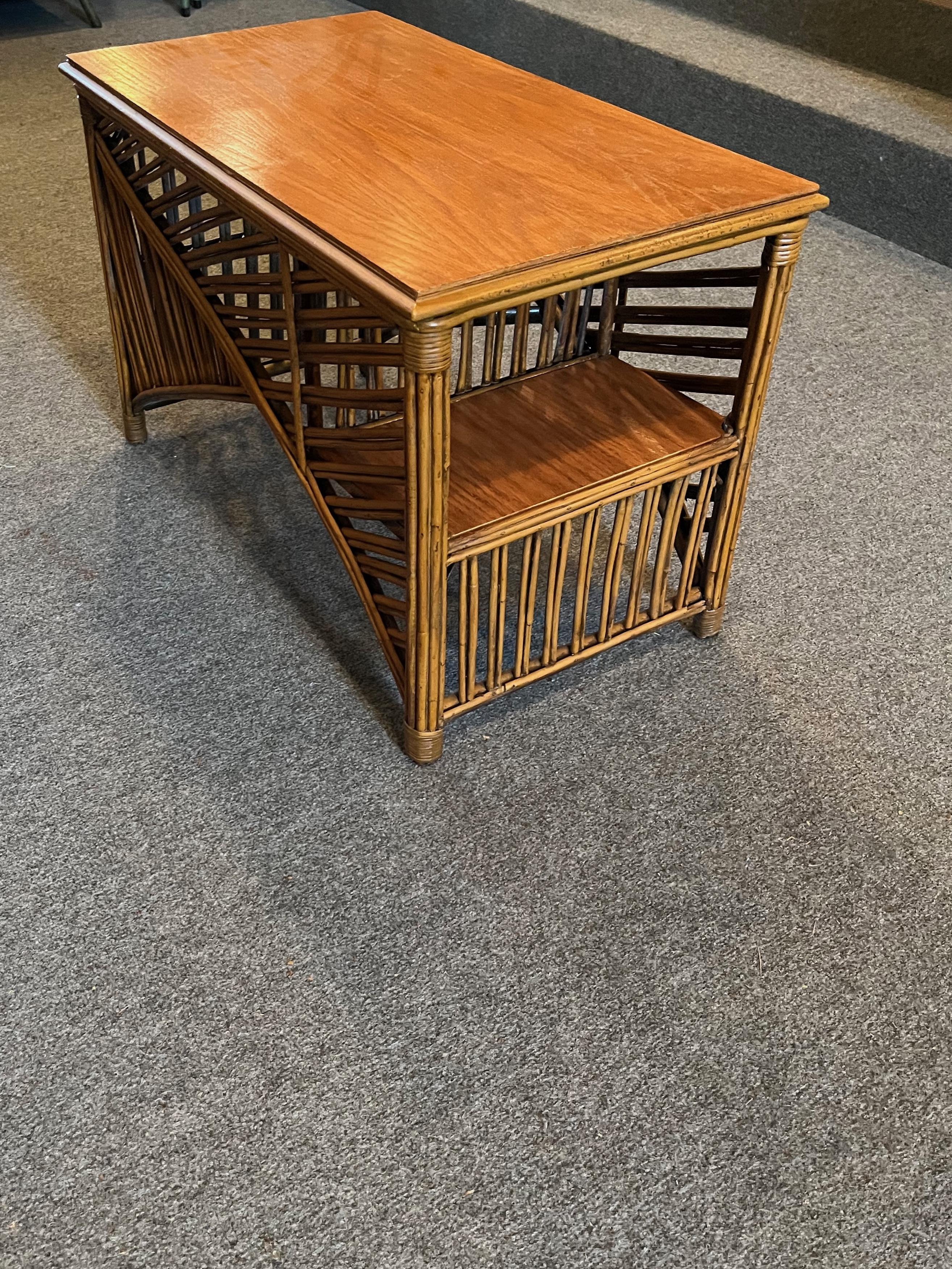 An Art Deco Rattan Cocktail / Coffee Table with One Shelf For Sale 1