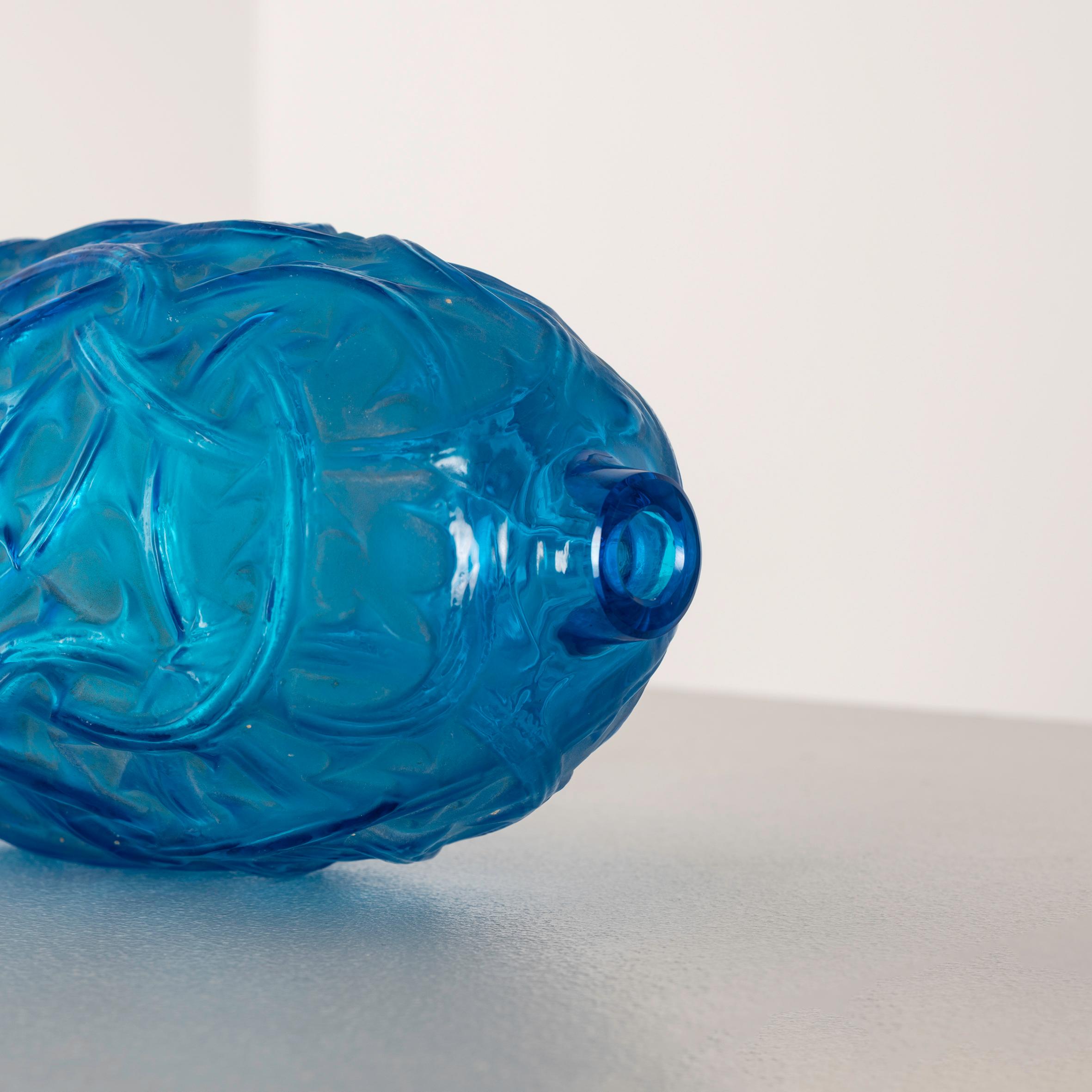 French An Art Deco René Lalique Electric Blue 