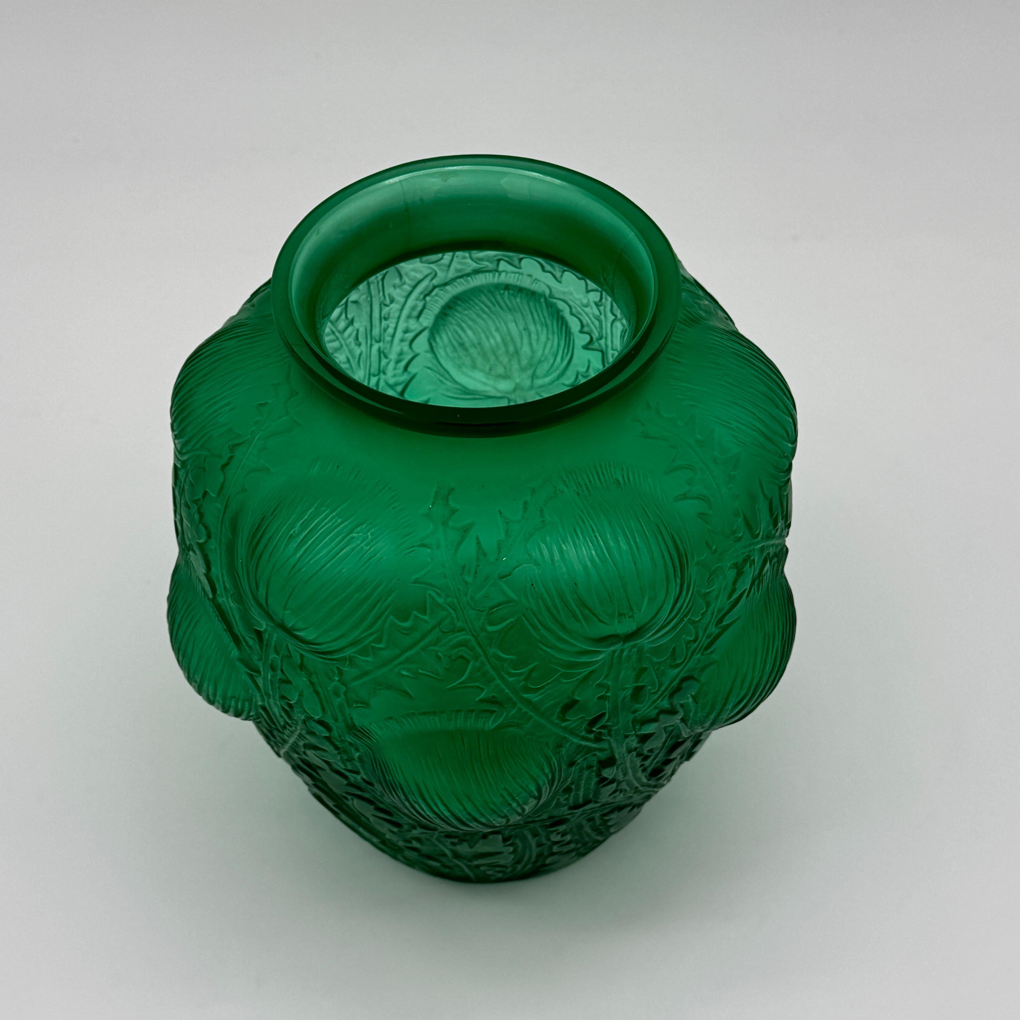 Stampato Un vaso in vetro Art Deco R.Lalique Domrémy Green in vendita