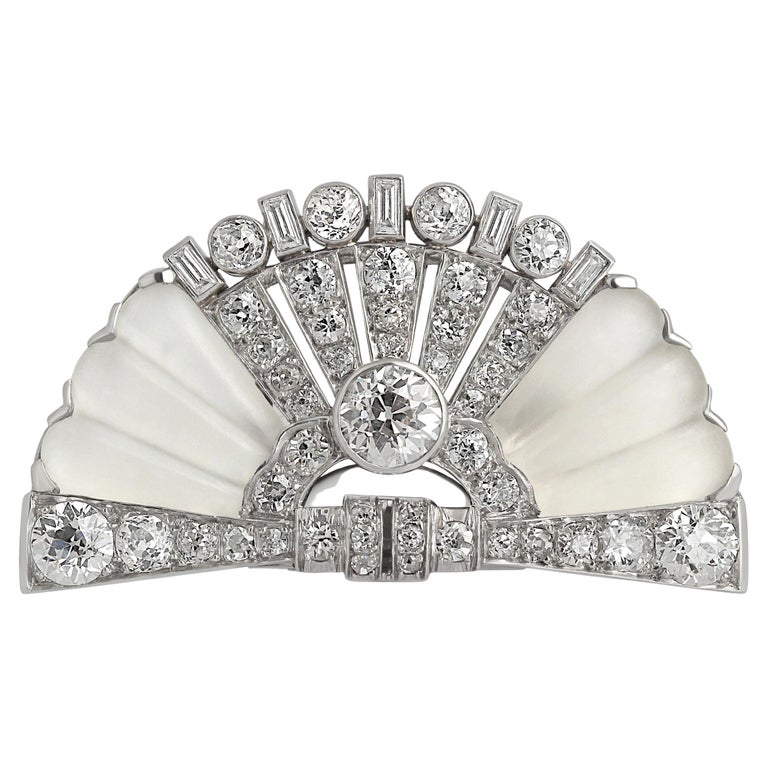Art Deco Rock Crystal and Diamond Brooch For Sale at 1stDibs