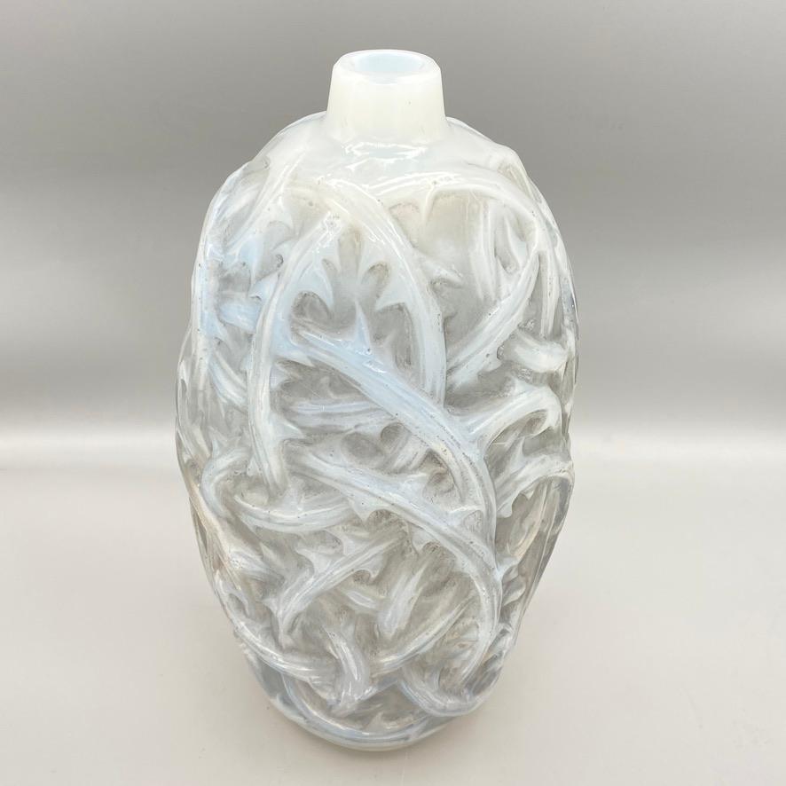 French Art Deco Ronce Vase by R.Lalique in Opalescent Glass For Sale