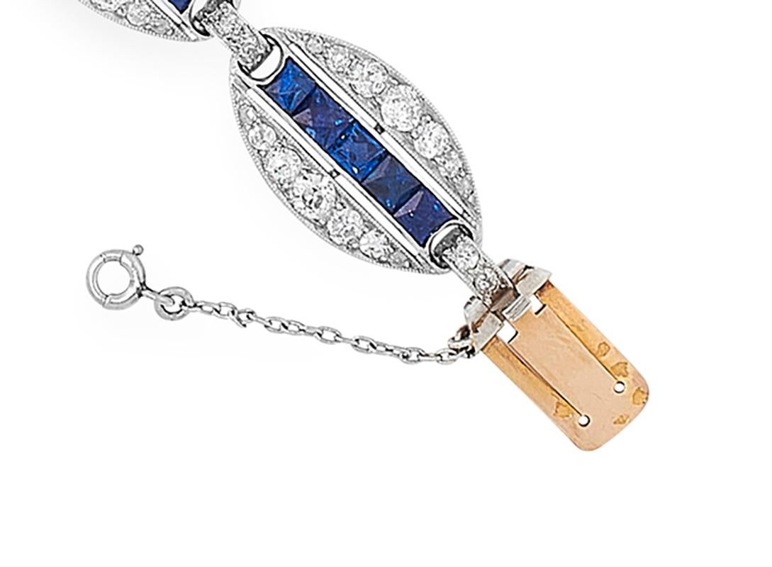 Art Deco Sapphire and Diamond Bracelet In Good Condition For Sale In  London, GB