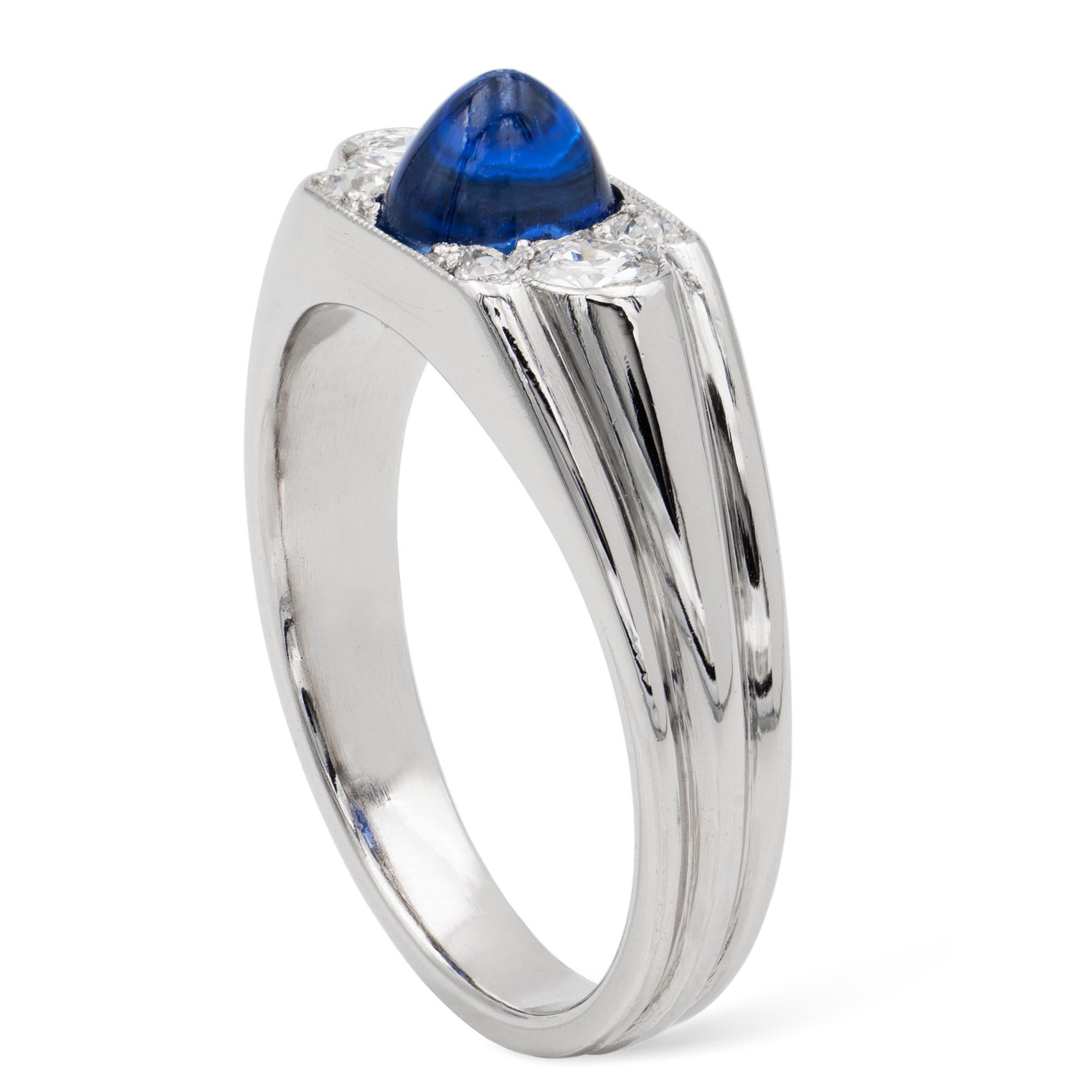 Art-Déco-Ring mit Saphiren und Diamanten für Damen oder Herren im Angebot