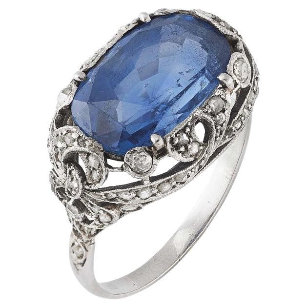 Belle Époque Sapphire Single-Stone Ring Circa 1920's