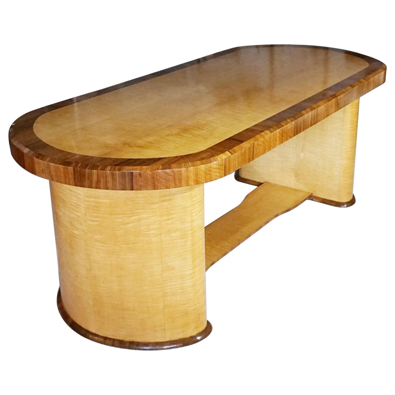 Art Deco Satin Birch and Walnut Dining/Centre Table English, circa 1935