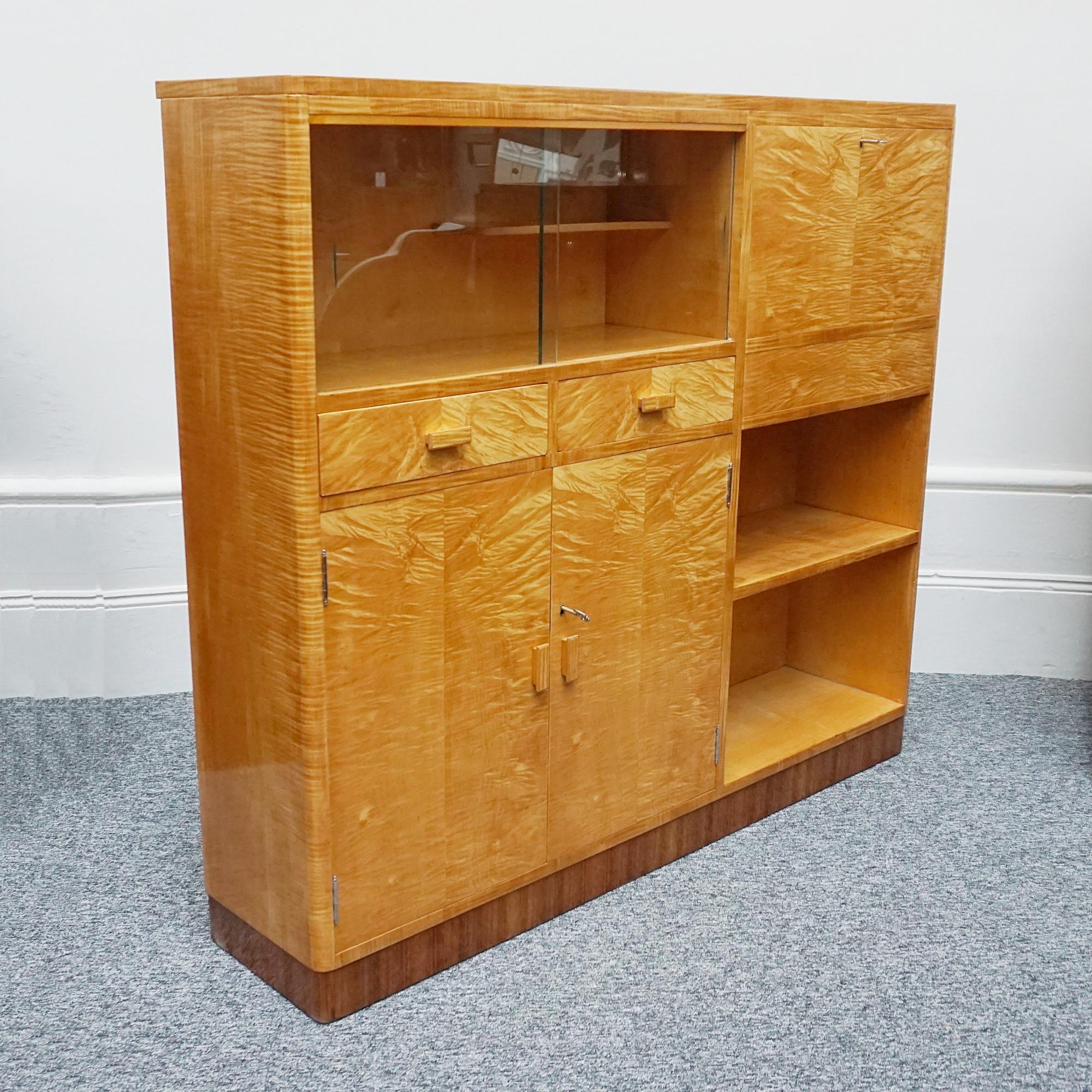 An Art Deco Satin Birch Honey Coloured Drinks Cabinet by Heal's of London  10