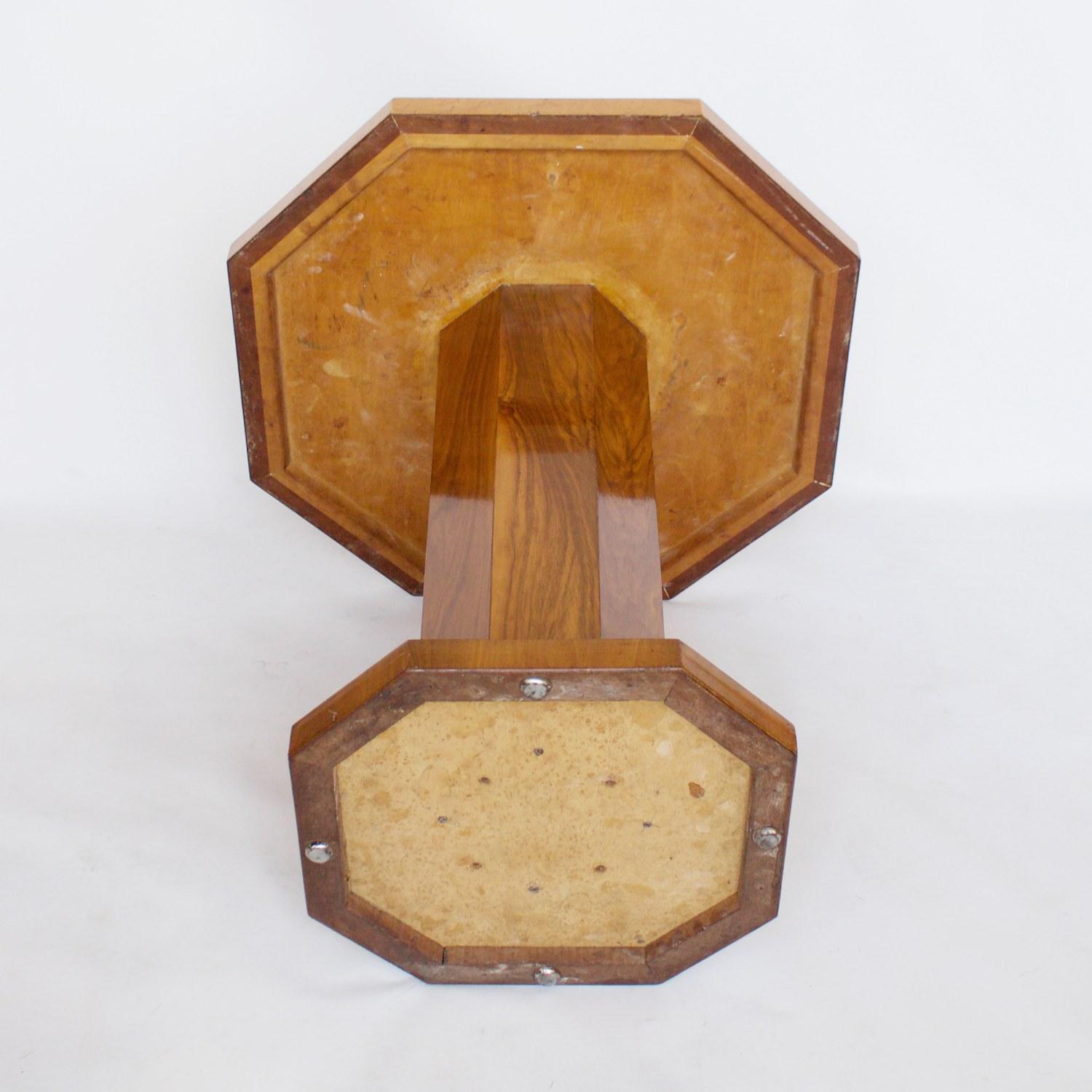 Art Deco Side Table with Birdseye Maple and Burr Walnut Veneers 1