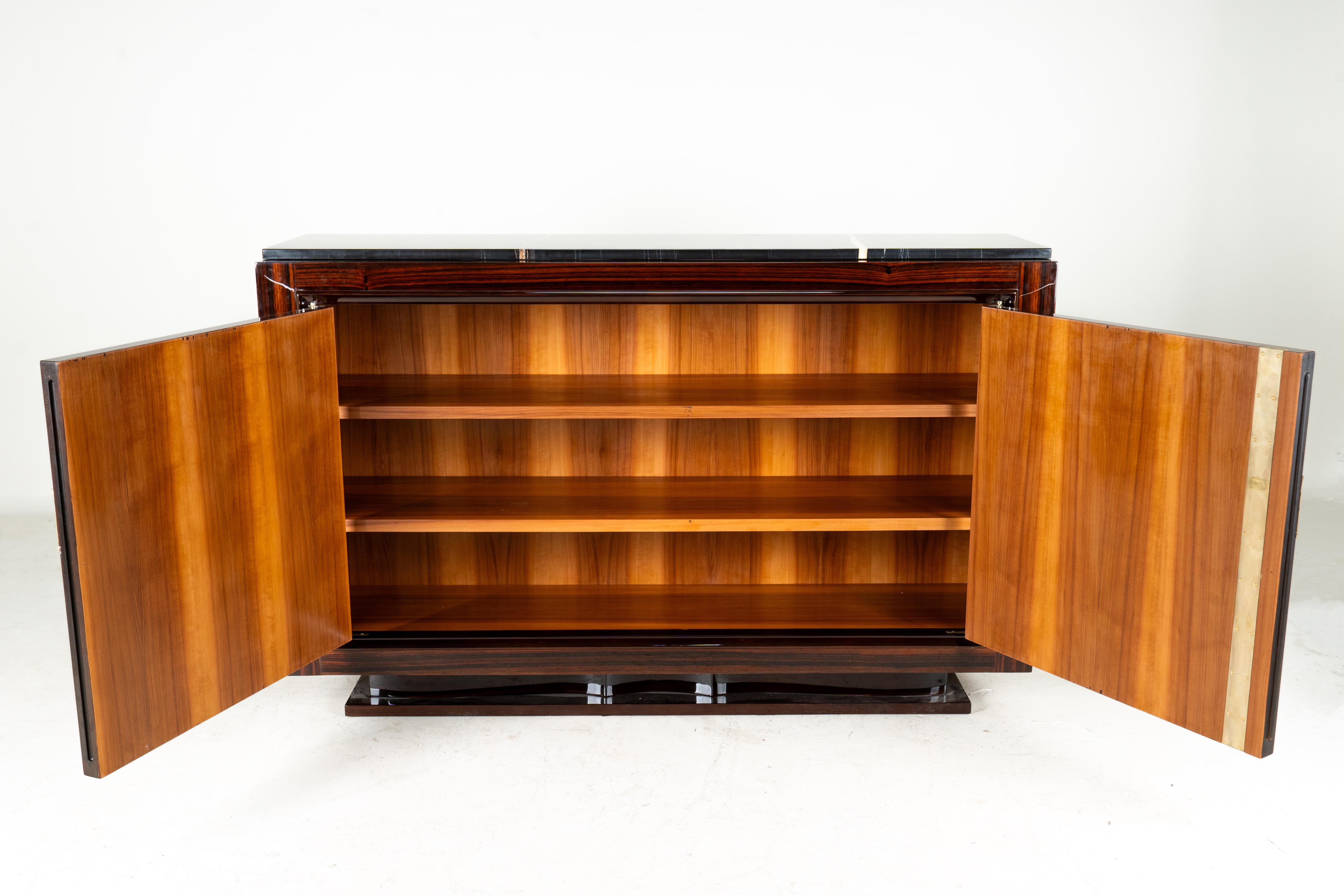 French An Art Deco Sideboard with a Black Marble Top For Sale
