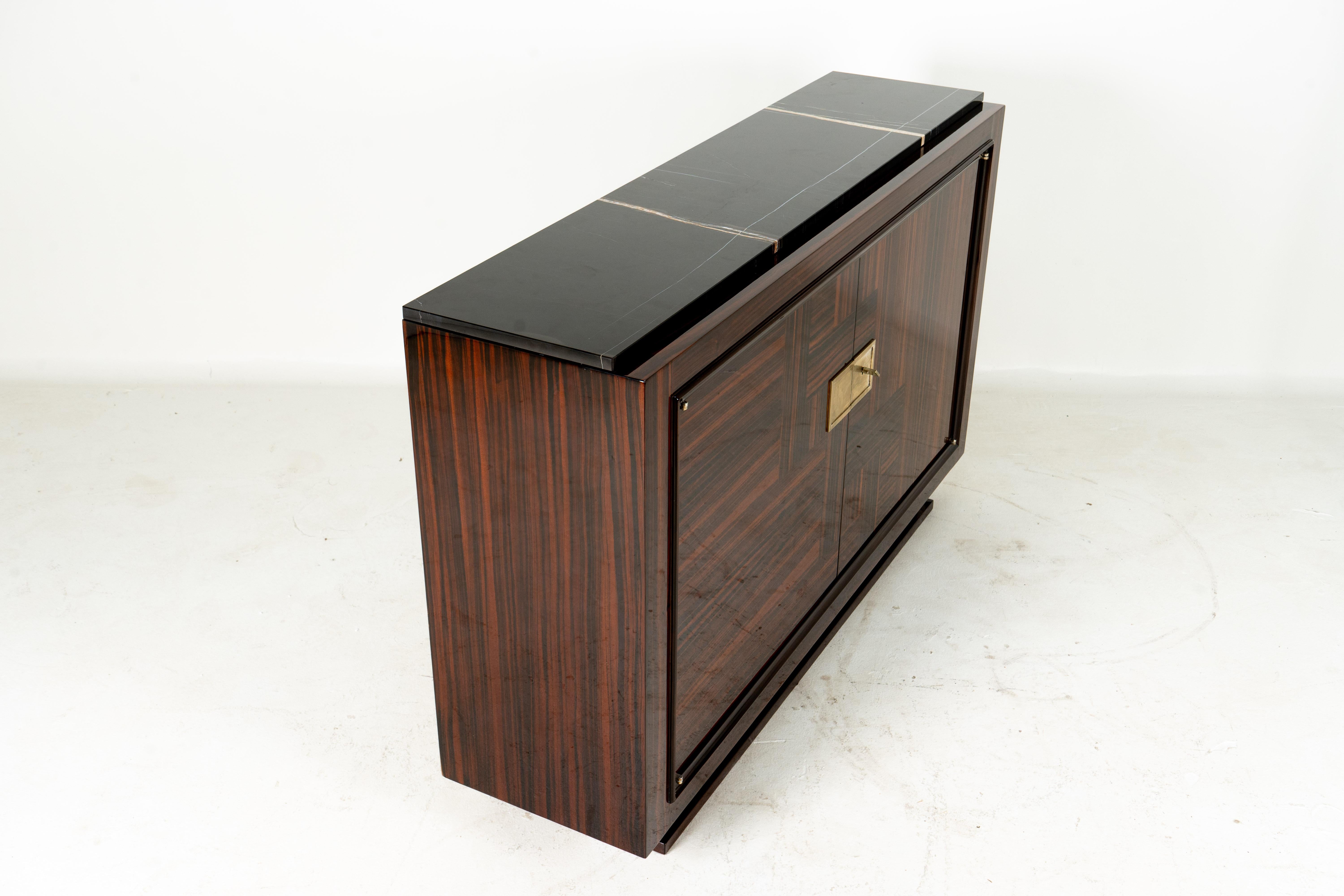 An Art Deco Sideboard with a Black Marble Top In Good Condition For Sale In Chicago, IL