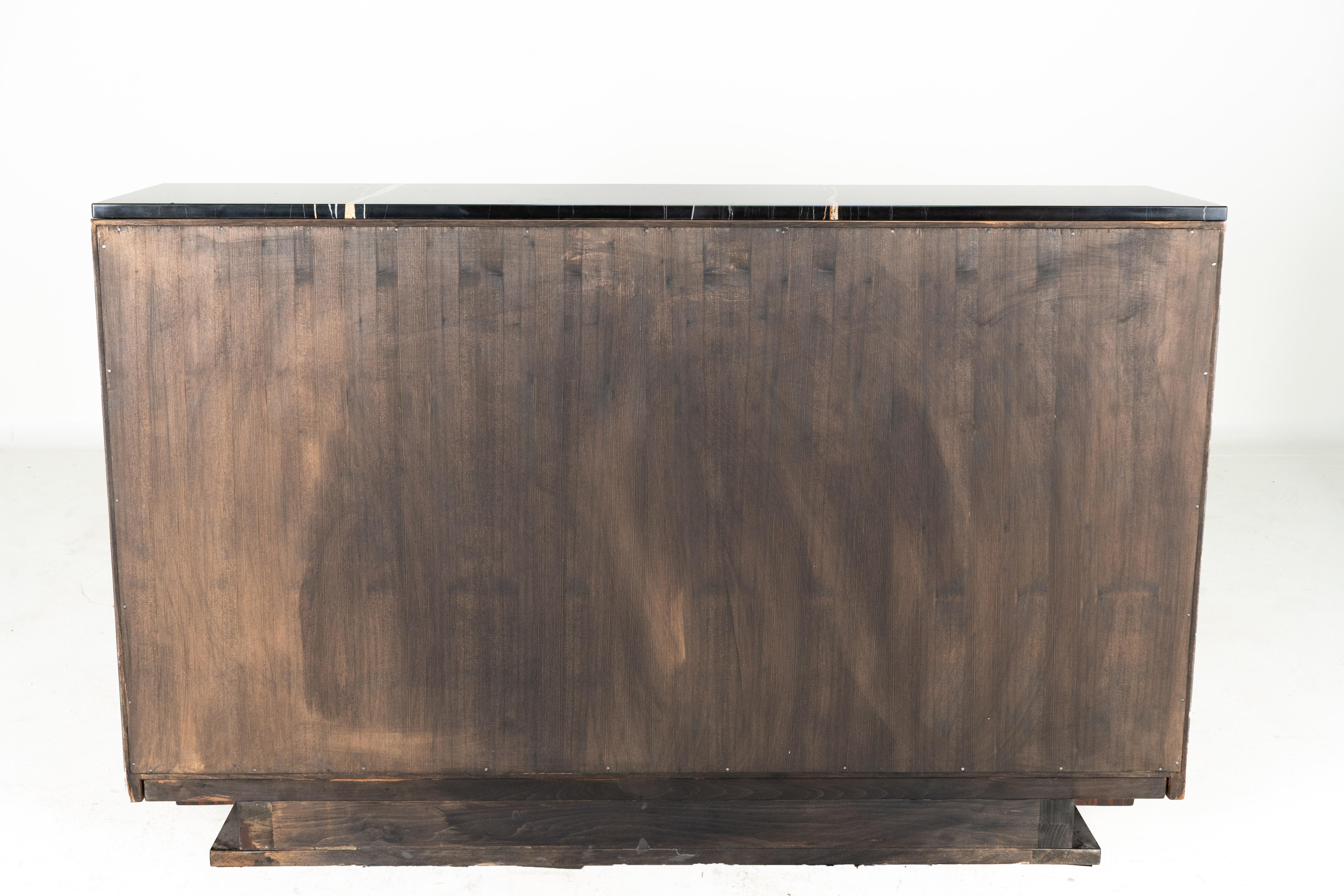 20th Century An Art Deco Sideboard with a Black Marble Top For Sale