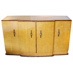 Art Deco Sideboard with Satin Birch Veneers and Original Bakelite Handles