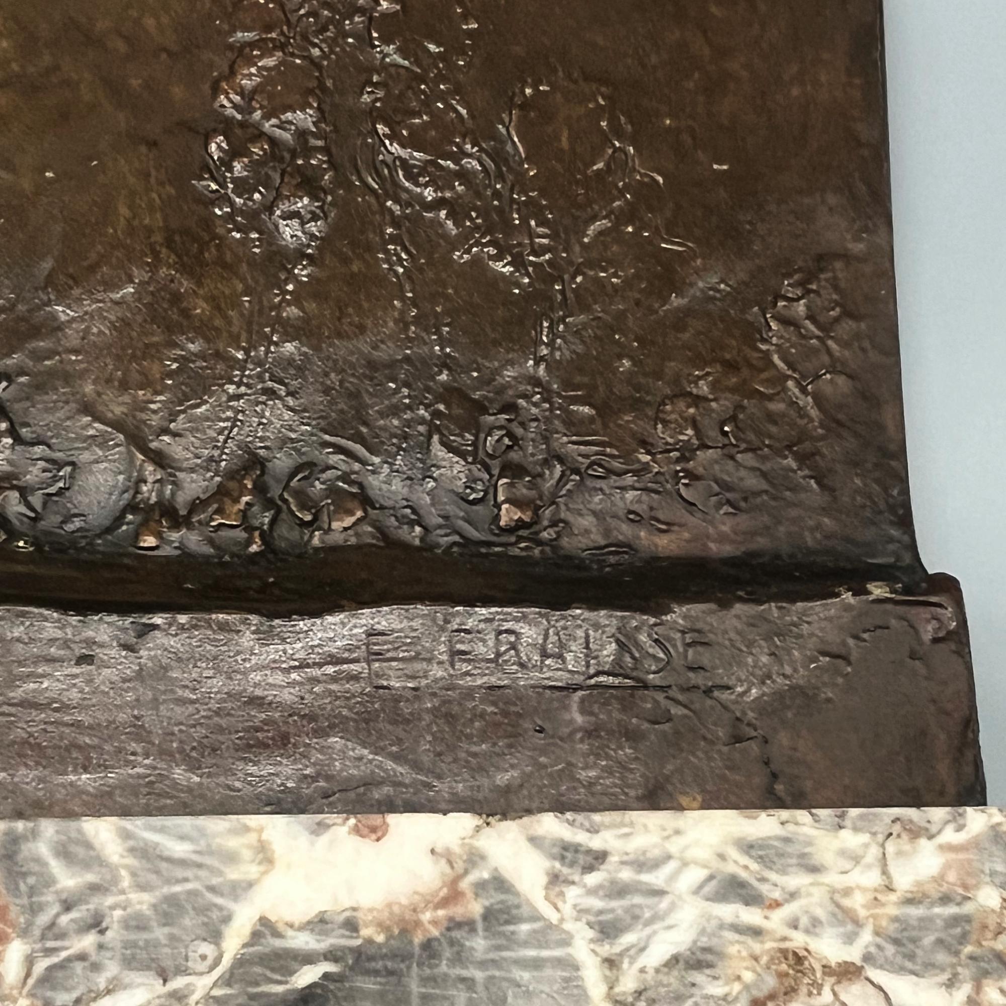 Plaque en bronze Art Déco d'Edouard Fraisse représentant deux peintres 3