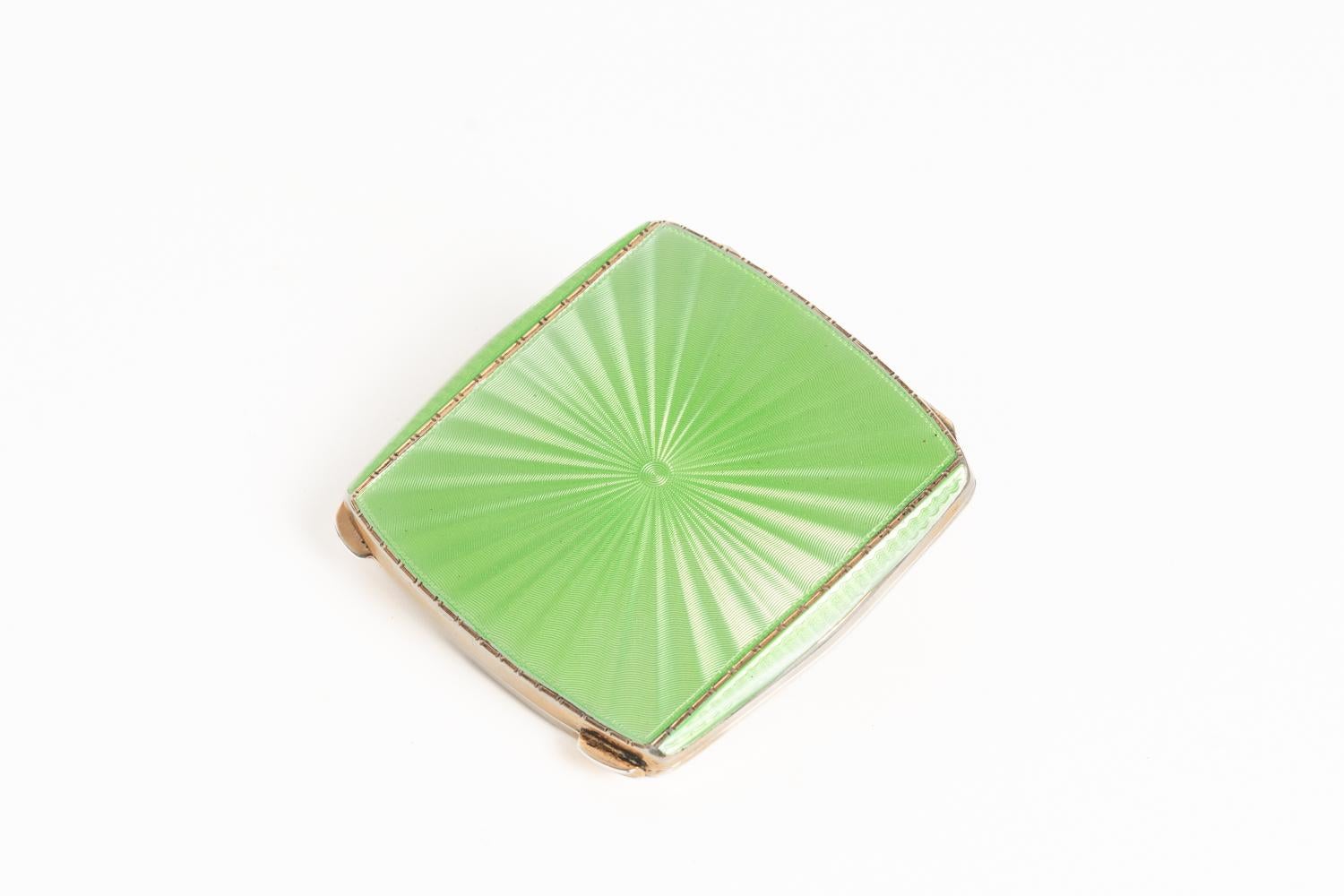 An Art Deco Silver Gilt And Guilloche Enamel Compact In Excellent Condition In Portland, GB