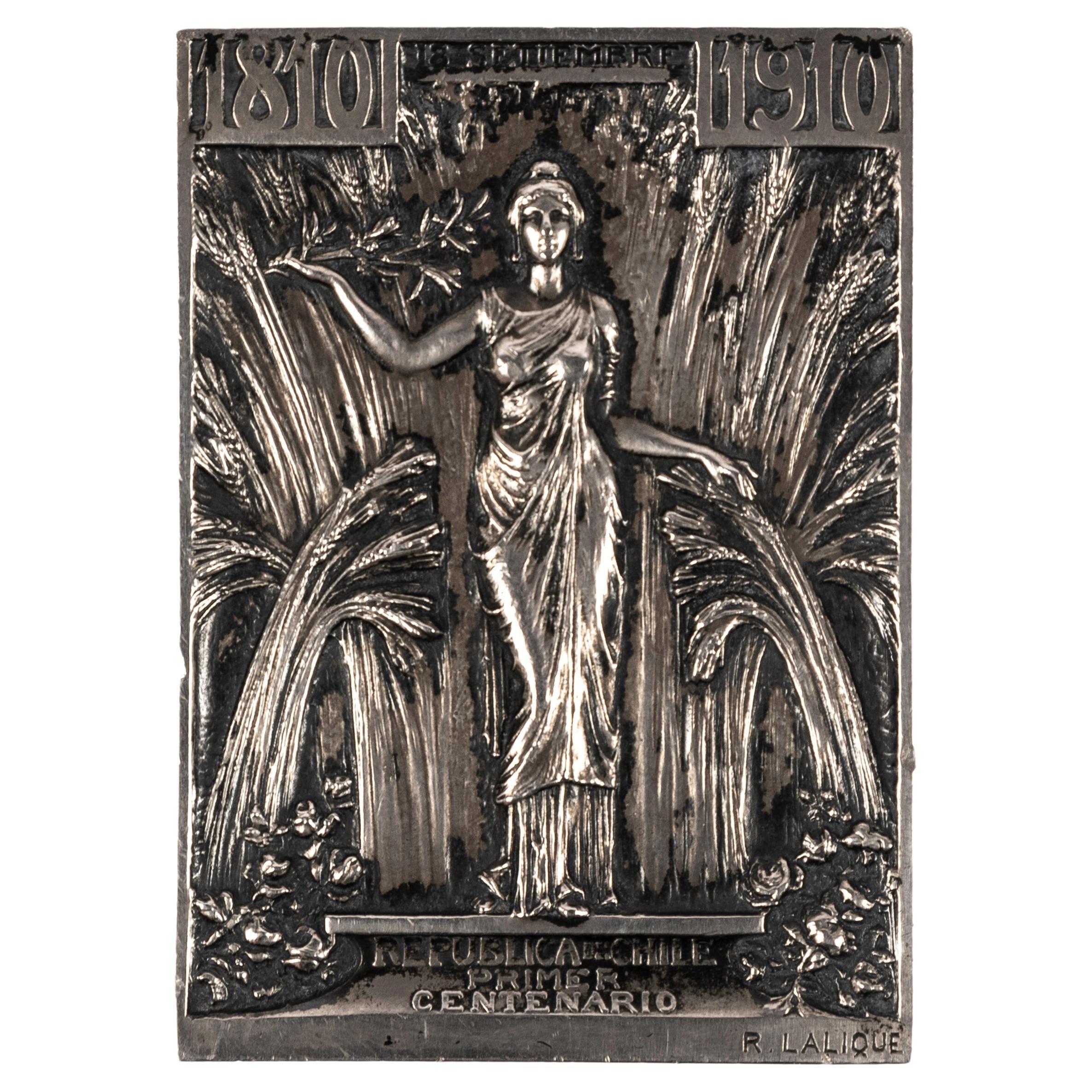 An Art Deco Silver Plaque by René Lalique 